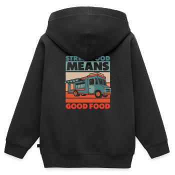 Cuisine de rue - Sweat Premium à capuche zippé enfant bio - noir - Dos - AI Model Kid Male (0cm)