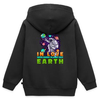 Espace Espace Terre Colonisation de l’espace - Sweat Premium à capuche zippé enfant bio - noir - Dos - AI Model Kid Male (0cm)