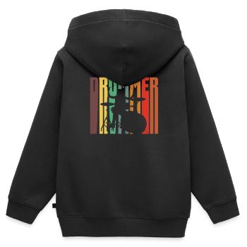 Schlagzeug Schlagzeuger Geschenk - Kinder Premium Organic Zip Hoodie - Schwarz - Hinten - AI Model Kid Male (0cm)