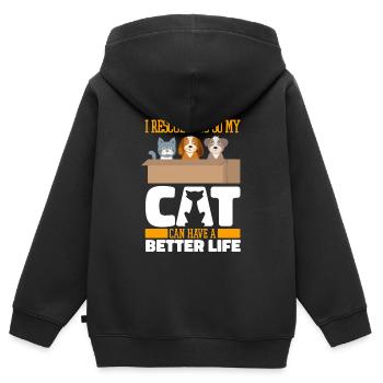 Hund Rettungshund Katze - Kinder Premium Organic Zip Hoodie - Schwarz - Hinten - AI Model Kid Male (0cm)