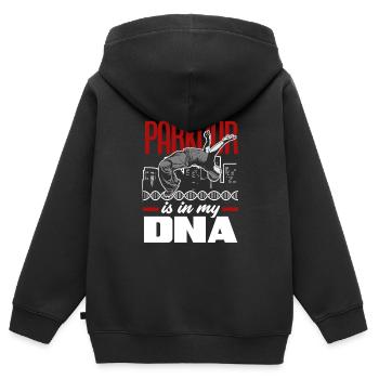 Lustiges Parkourläufer Freerunner Geschenk - Kinder Premium Organic Zip Hoodie - Schwarz - Hinten - AI Model Kid Male (0cm)
