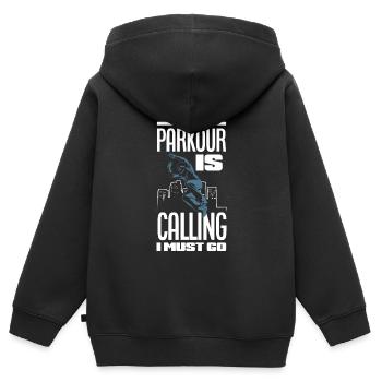 Lustiges Parkourläufer Freerunner Geschenk - Kinder Premium Organic Zip Hoodie - Schwarz - Hinten - AI Model Kid Male (0cm)