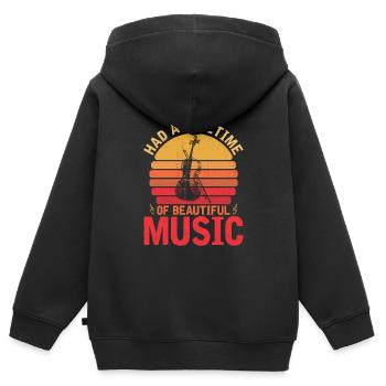 Violon Violon - Sweat Premium à capuche zippé enfant bio - noir - Dos - AI Model Kid Male (0cm)