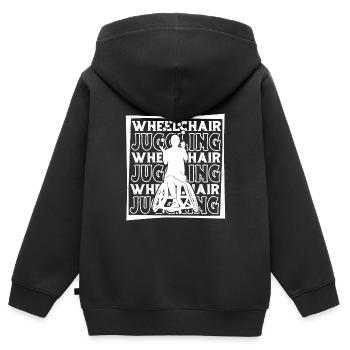 Jonglerie jongleur fauteuil roulant - Sweat Premium à capuche zippé enfant bio - noir - Dos - AI Model Kid Male (0cm)