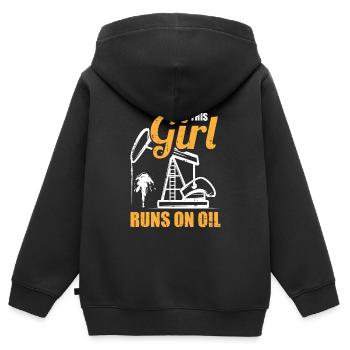 Ölfeld Bohrinsel Mädchen - Kinder Premium Organic Zip Hoodie - Schwarz - Hinten - AI Model Kid Male (0cm)