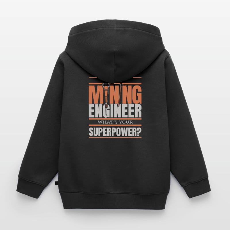 Engineer Superpower Mining Engineer Kids Premium Organic Zip-up Hoodie