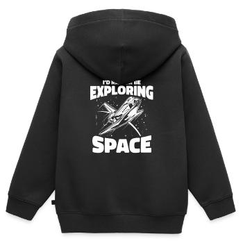 Espace Espace Sarcastique - Sweat Premium à capuche zippé enfant bio - noir - Dos - AI Model Kid Male (0cm)