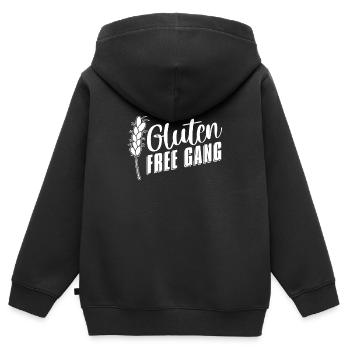 Glutenfrei Gang - Kinder Premium Organic Zip Hoodie - Schwarz - Hinten - AI Model Kid Male (0cm)
