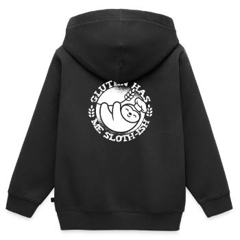 Glutenfrei Trägheit - Kinder Premium Organic Zip Hoodie - Schwarz - Hinten - AI Model Kid Male (0cm)