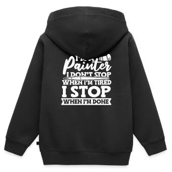 peintre peintre humour - Sweat Premium à capuche zippé enfant bio - noir - Dos - AI Model Kid Male (0cm)