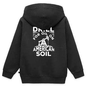 Ölfeld Bohrinsel Anlage - Kinder Premium Organic Zip Hoodie - Schwarz - Hinten - AI Model Kid Male (0cm)