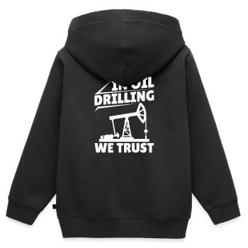 Ölfeld Bohrinsel Anlage - Kinder Premium Organic Zip Hoodie - Schwarz - Hinten - AI Model Kid Male (0cm)