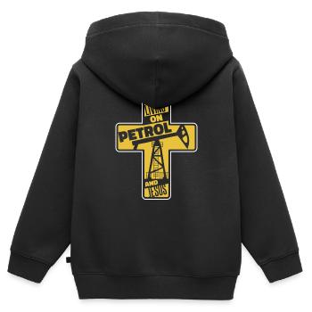 Ölfeld Bohrinsel Kreuzen - Kinder Premium Organic Zip Hoodie - Schwarz - Hinten - AI Model Kid Male (0cm)