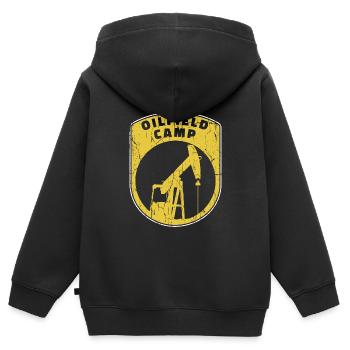 Ölfeld Bohrinsel Lager - Kinder Premium Organic Zip Hoodie - Schwarz - Hinten - AI Model Kid Male (0cm)