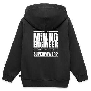 Ingénieur Superpuissance Ingénieur Minier - Sweat Premium à capuche zippé enfant bio - noir - Dos - AI Model Kid Male (0cm)