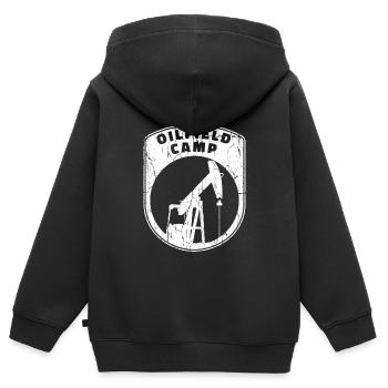 Ölfeld Bohrinsel Lager - Kinder Premium Organic Zip Hoodie - Schwarz - Hinten - AI Model Kid Male (0cm)