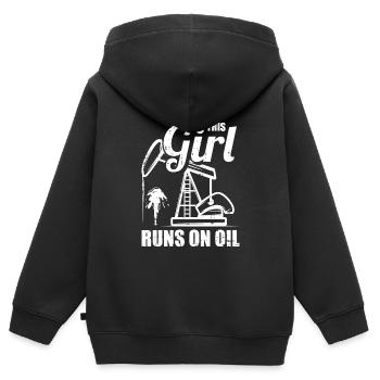 Ölfeld Bohrinsel Mädchen - Kinder Premium Organic Zip Hoodie - Schwarz - Hinten - AI Model Kid Male (0cm)