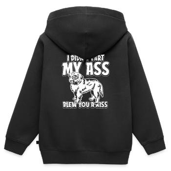 Bruxelles Griffon Drôle - Sweat Premium à capuche zippé enfant bio - noir - Dos - AI Model Kid Male (0cm)