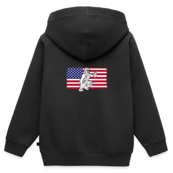Softball US Flagge - Kinder Premium Organic Zip Hoodie - Schwarz - Hinten - AI Model Kid Male (0cm)