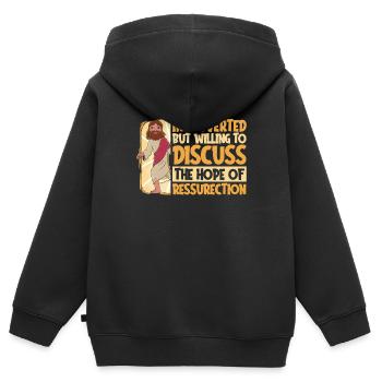 Christ Christentum - Kinder Premium Organic Zip Hoodie - Schwarz - Hinten - AI Model Kid Male (0cm)