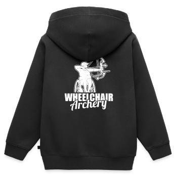 Tir à l’arc Tir à l’arc Archer Fauteuil roulant - Sweat Premium à capuche zippé enfant bio - noir - Dos - AI Model Kid Male (0cm)