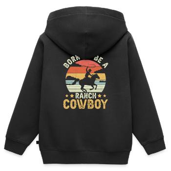 Rodeo Cowboy né Ranch Cowboy - Sweat Premium à capuche zippé enfant bio - noir - Dos - AI Model Kid Male (0cm)