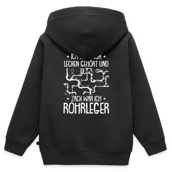 Rohrleitungsbauer Komisch - Kinder Premium Organic Zip Hoodie - Schwarz - Hinten - AI Model Kid Male (0cm)