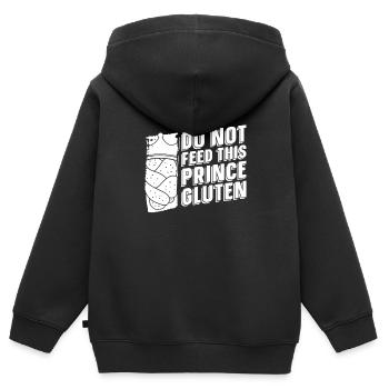Glutenfrei Prinz - Kinder Premium Organic Zip Hoodie - Schwarz - Hinten - AI Model Kid Male (0cm)