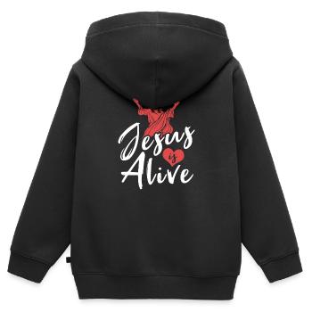Christ Christentum Witzig Jesus Is Alive - Kinder Premium Organic Zip Hoodie - Schwarz - Hinten - AI Model Kid Male (0cm)