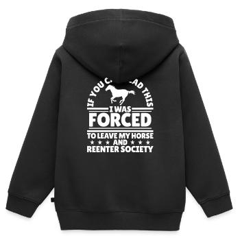 Pferd Reitsport Die Gesellschaft Ausdauerreiten - Kinder Premium Organic Zip Hoodie - Schwarz - Hinten - AI Model Kid Male (0cm)