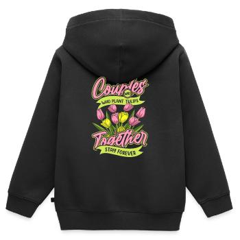 Paire de tulipes - Sweat Premium à capuche zippé enfant bio - noir - Dos - AI Model Kid Male (0cm)