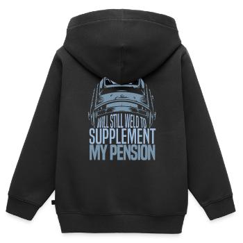 Schweißer Schlosser Die Pension - Kinder Premium Organic Zip Hoodie - Schwarz - Hinten - AI Model Kid Male (0cm)