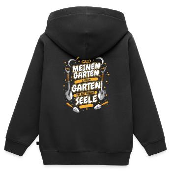 Hobbygärtner Garten - Kinder Premium Organic Zip Hoodie - Schwarz - Hinten - AI Model Kid Male (0cm)