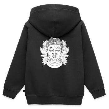 Fleurs bouddhistes de Bouddha - Sweat Premium à capuche zippé enfant bio - noir - Dos - AI Model Kid Male (0cm)