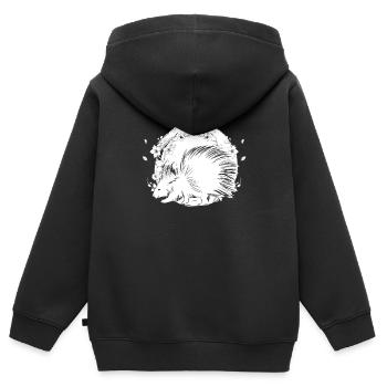 Porcupine Flowers - Kids Premium Organic Zip-up Hoodie - black - Back - AI Model Kid Male (0cm)