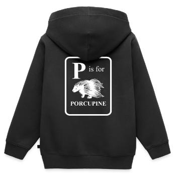 Stachelschwein - Kinder Premium Organic Zip Hoodie - Schwarz - Hinten - AI Model Kid Male (0cm)
