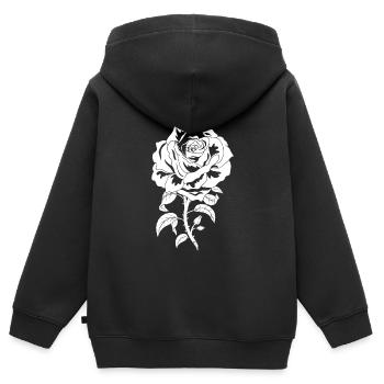 Roses - Sweat Premium à capuche zippé enfant bio - noir - Dos - AI Model Kid Male (0cm)