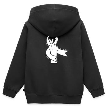 Brustkrebs Hand - Kinder Premium Organic Zip Hoodie - Schwarz - Hinten - AI Model Kid Male (0cm)