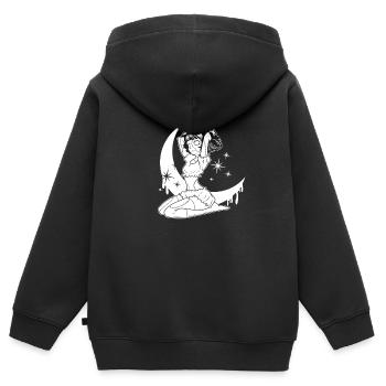 Poupée gothique - Sweat Premium à capuche zippé enfant bio - noir - Dos - AI Model Kid Male (0cm)
