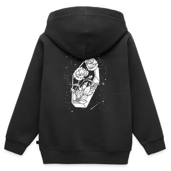 Gothic Sarg - Kinder Premium Organic Zip Hoodie - Schwarz - Hinten - AI Model Kid Male (0cm)