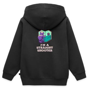 Tir à l’arc Tir à l’arc Archer Humour - Sweat Premium à capuche zippé enfant bio - noir - Dos - AI Model Kid Male (0cm)