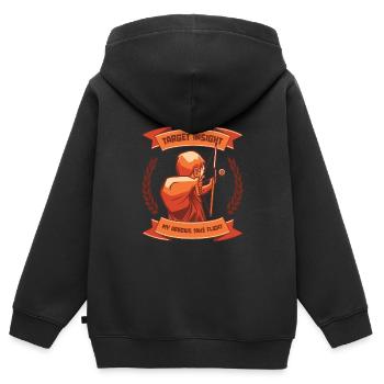 Tir à l’arc Archer de tir à l’arc - Sweat Premium à capuche zippé enfant bio - noir - Dos - AI Model Kid Male (0cm)