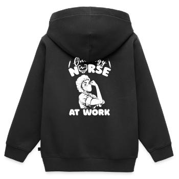 Stéthoscope infirmier - Sweat Premium à capuche zippé enfant bio - noir - Dos - AI Model Kid Male (0cm)