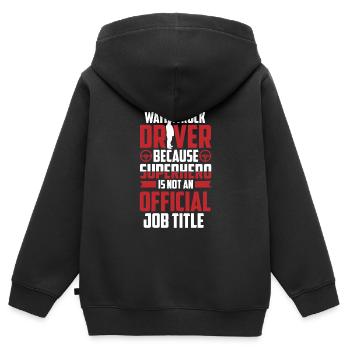 Camionneur Camionneur Chauffeur de camion Superhéros - Sweat Premium à capuche zippé enfant bio - noir - Dos - AI Model Kid Male (0cm)