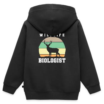 Biologiste de la faune Wildtierbiologe - Sweat Premium à capuche zippé enfant bio - noir - Dos - AI Model Kid Male (0cm)