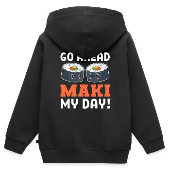 Maki - Pun Gourmet - Kids Premium Organic Zip-up Hoodie - black - Back - AI Model Kid Male (0cm)