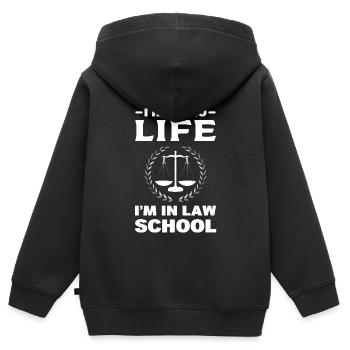Étudiant en droit pas d’étudiant en droit de la vie - Sweat Premium à capuche zippé enfant bio - noir - Dos - AI Model Kid Male (0cm)