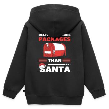 Plus de colis sont livrés par courrier et coursier - Sweat Premium à capuche zippé enfant bio - noir - Dos - AI Model Kid Male (0cm)