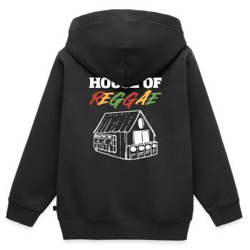 House of Reggae Musiker und Entertainer - Kinder Premium Organic Zip Hoodie - Schwarz - Hinten - AI Model Kid Male (0cm)