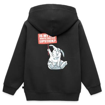 Kaninchen und Lippenstift Naturschützer - Kinder Premium Organic Zip Hoodie - Schwarz - Hinten - AI Model Kid Male (0cm)